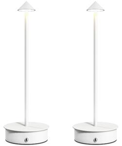 HOMCOM Set di 2 Lampade da Tavolo LED Ricaricabili con USB, Controllo Touch e Luce Regolabile Ø10x30 cm Bianco | Aosom Italy