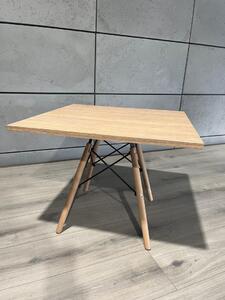 Tavolino da caffè scandinavo, quadrato, 60x60 cm, con finitura effetto legno di quercia e gambe in legno di faggio, design scandinavo