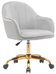 Sedia da ufficio in tessuto, con base dorata, ergonomica, regolabile in altezza, color grigio