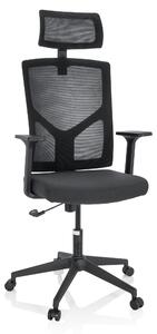 Sedia da ufficio in tessuto/rete, nera, ergonomica, con altezza regolabile