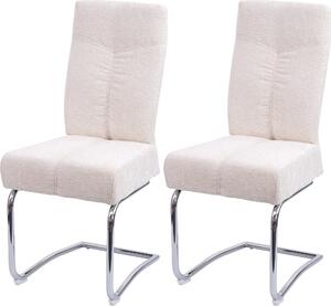 Set di 2 sedie da pranzo imbottite | A x L x P 105 x 46 x 60 cm | Altezza seduta 53 cm | Metallo Tessuto/Chenille | Crema | Sedia da cucina Sedia a sbalzo Sedia con schienale