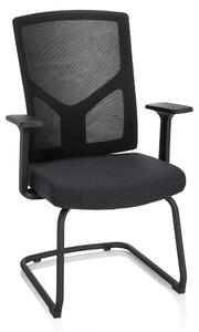 Sedia per visitatori con braccioli, in tessuto/rete, colore nero, ergonomica
