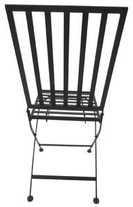 Set Tavolino e 2 Sedie Pieghevoli da Giardino in Metallo Bistrot Nero