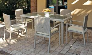 Set da Giardino Tavolo e 6 Sedie in Wicker Ranieri Malindi