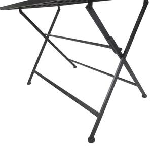 Set Tavolo Pieghevole e 4 Sedie da Giardino in Metallo Nero 80x80x75 cm
