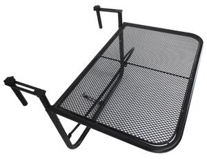 Tavolino Sospeso da Balcone Regolabile in Ferro Nero 60x56.5x45 cm