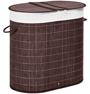 HOMCOM Cesto portabiancheria raccoglibiancheria, capacità 100L, coperchio removibile, 38 cm x 38 cm x 57 cm, Marrone | Aosom Italy