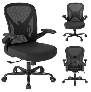 Sedia da ufficio ergonomica, in rete, regolabile, pieghevole, colore nero