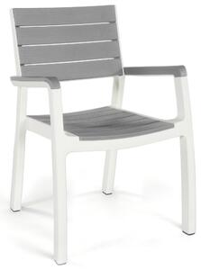 Sedia da Giardino in Resina con Braccioli Harmony Bianco e Grigio