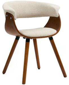 HOMCOM Sedia da pranzo, tessuto effetto lino, schienale curvo, gambe in legno, Beige | Aosom Italy