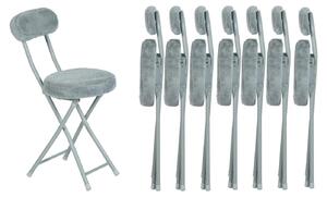 8 sedie da ufficio, rivestite in ecopelliccia, colore grigio, dimensioni 30x45x75 cm, pieghevoli