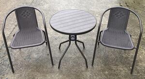 Set Tavolino e 2 Sedie da Giardino in Acciaio Bauer Tiffany Grigio