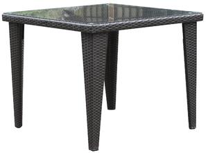 Tavolino da Giardino 90x90x75 cm in Polyrattan Bauer Mafalda Marrone
