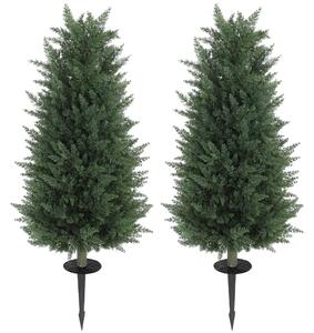HOMCOM Set da 2 piante artificiali, cipressi artificiali con 831 foglie ciascuno, versatili, verde | Aosom Italy