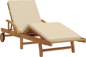 Lettino da sole Beige 200 x 67 x 84 cm Legno di Acacia Massello