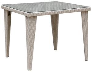 Tavolino da Giardino 90x90x75 cm in Polyrattan Bauer Mafalda Beige