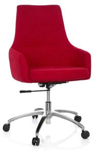 Sedia girevole da ufficio Shake 100, rivestita in tessuto rosso, regolabile in altezza e dotata di rotelle