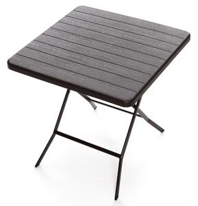 Tavolino Pieghevole da Giardino 78x78x74 cm in Acciaio Taddei Plastik Wood Marrone Scuro