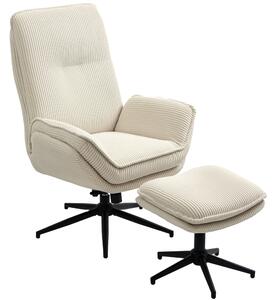 HOMCOM Poltrona imbottita girevole con poggiapiedi, moderno recliner per soggiorno, camera da letto, home office, Beige | Aosom Italy