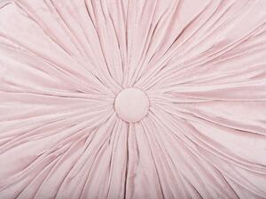 Cuscino Decorativo Tessuto Rosa con Pieghe Rotondo 40 cm Accessori Arredamento Moderno Minimalista Beliani