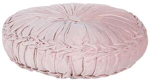 Cuscino Decorativo Tessuto Rosa con Pieghe Rotondo 40 cm Accessori Arredamento Moderno Minimalista Beliani