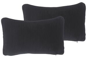 Set di 2 cuscini decorativi in tessuto nero a righe 30 x 50 cm Accessori arredo moderno minimalista Beliani
