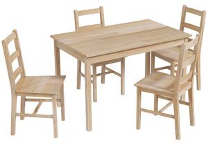 HOMCOM Set da pranzo 5 pezzi Tavolo con sedie, Massello, 118 cm x 73 cm x 75 cm, Legno naturale | Aosom Italy