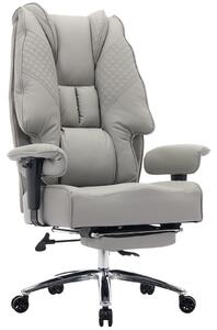 Sedia da ufficio ergonomica, in ecopelle, con schienale alto, capacità di carico fino a 200 kg, colore grigio chiaro