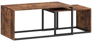 HOMCOM Set 2 pezzi tavolini, tavolino da salotto, tavolino laterale, pannello truciolare, metallo, 90 x 48 x 42 cm/59 x 42 x 36 cm, Nero+Marrone | Aosom Italy
