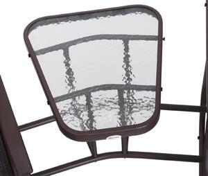 Set Tavolino e 2 Sedie a dondolo da Giardino in Acciaio e Tessuto Marrone 195x88x92 cm