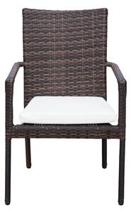 Set Tavolo e 6 Sedie da giardino in Rattan Sintetico e Vetro Marrone