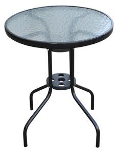 Tavolino da Giardino in Ferro con Piano in Vetro Temperato Nero Ø60x70 cm