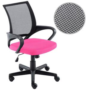 Sedia da ufficio con tessuto a rete traspirante, regolabile in altezza, color rosa/nero