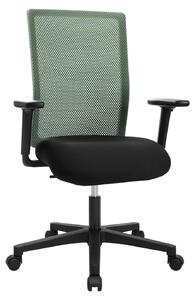 Sedia da ufficio con braccioli, colore nero, rete grigio-verde