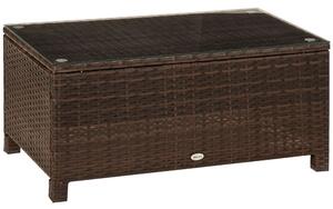 Tavolino da Giardino in Rattan Sintetico con Piano in Vetro Temperato Marrone 85x50x39 cm