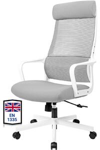 Sedia da ufficio ergonomica, regolabile, traspirante, grigia