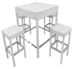 Set Tavolo Alto e 4 Sgabelli da Giardino in Hularo Madrid Bianco