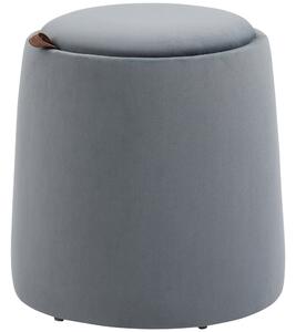 HOMCOM Pouf 2-in-1 effetto velluto con contenitore e coperchio rimovibile Ø44 cm x 47,5 cm Grigio | Aosom Italy