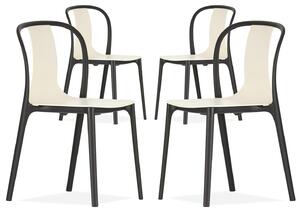 Set 4 Sedie da Giardino in Polipropilene Vandi Bianco e Nera