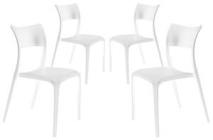 Set 4 Sedie da Giardino in Polipropilene Vandi Bianche