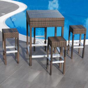 Set da Giardino Completo con 4 Sgabelli e Tavolino in Vetro per Arredo Esterno