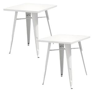 Set 2 Tavoli da Giardino 60x60 cm in Lamiera Galvanizzata Vorghini Avorio