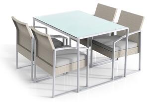 Set Tavolo e 4 Sedie da Giardino in Acciaio e Polyrattan Fadi Bilbao