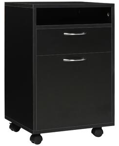HOMCOM Contenitore su rotelle, contenitore con cassetti, 1 vano, 1 ripiano, 1 cassetto, 40 cm x 3 cm x 60 cm, Nero | Aosom Italy