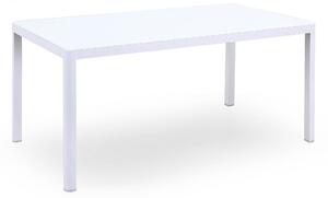 Tavolo da Giardino 160x90x75 cm in Alluminio Piano in Vetro Kraus Modigliani Bianco