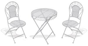 Set Tavolino e 2 Sedie Pieghevoli da Giardino in Ferro Battuto Soriani New Loire Breafast Bianco