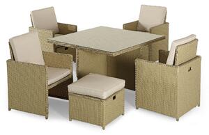 Set Tavolo 4 Poltrone e 4 Poggiapiedi in Rattan Kraus Caravaggio