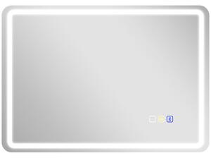 HOMCOM Specchio da bagno con illuminazione LED, pad antiappannamento, 3 colori regolabili, color argento | Aosom Italy