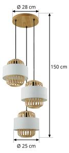 Lampada a sospensione Lindby Louella, bambù, Ø 28 cm, a 3 luci, E27