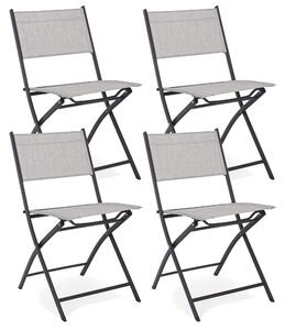 Set 4 Sedie da Giardino 46x58x80 cm in Acciaio e Textilene Martinez Grigio Chiaro